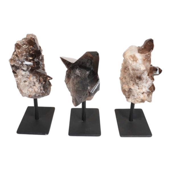 Alternative view of Smokey Quartz Cluster on metal stand #1
