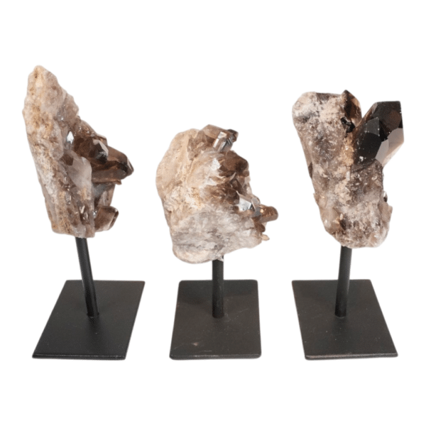 Alternative view of Smokey Quartz Cluster on metal stand #3