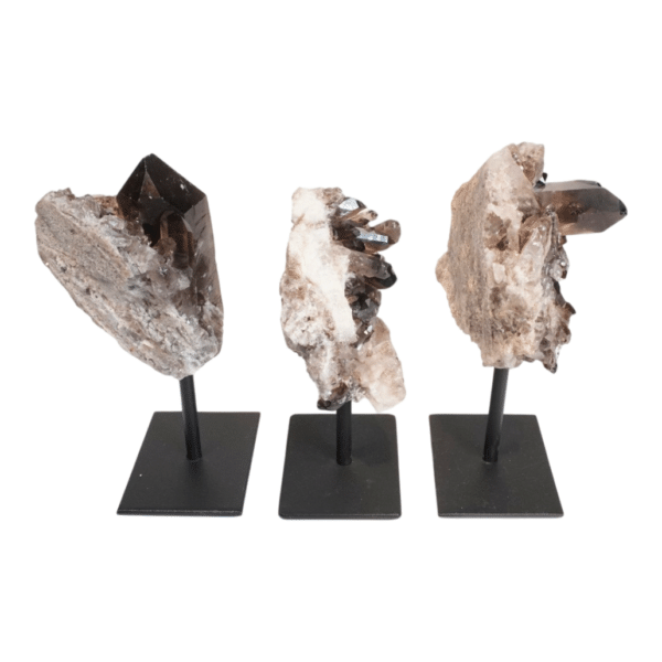 Alternative view of Smokey Quartz Cluster on metal stand #4