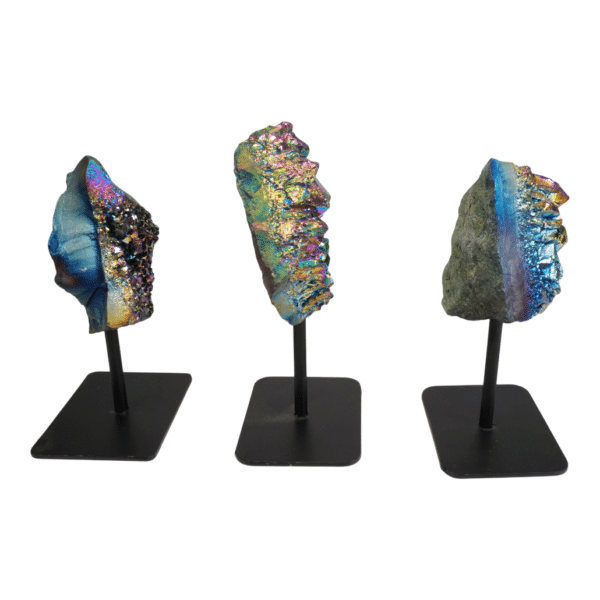 Alternative view of Rainbow Amethyst Clusters - (Titanium Coated) - On Stand #1