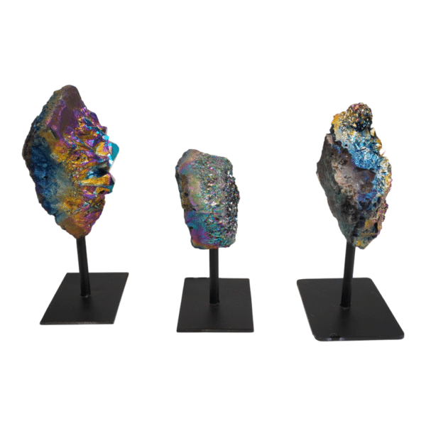 Alternative view of Rainbow Amethyst Clusters - (Titanium Coated) - On Stand #2