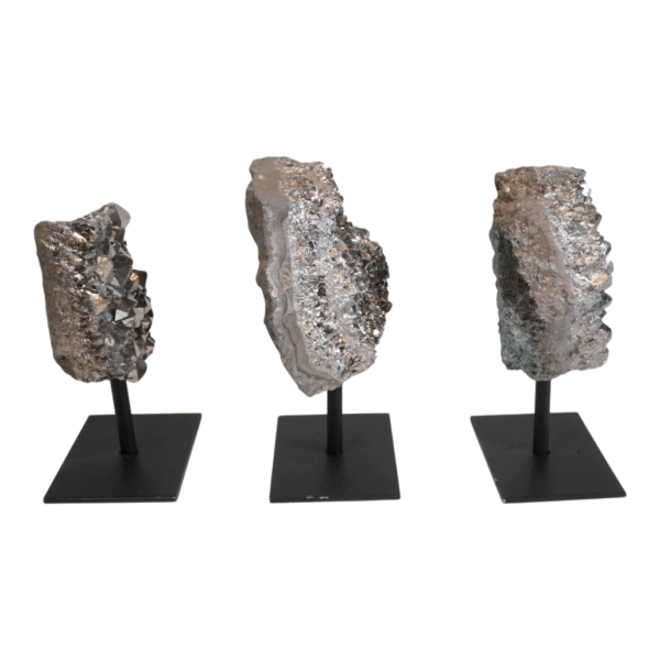 Alternative view of Silver Amethyst Clusters - (Coated) - Metal Stand #2
